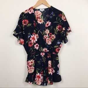 Umgee Blue Floral Romper Shorts